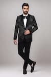 Buy_Arihant Rai Sinha_Black Satin, Silk Beads, Embroidery Suit Set _at_Aza_Fashions