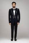 Arihant Rai Sinha Navy Satin, Silk Embroidery, Sequins, Stones Embellished Suit Set at Aza Fashions Arihant Rai Sinha_Navy Satin, Silk Embroidery, Sequins, Stones Embellished Suit Set _at_Aza_Fashions