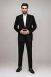 Buy_Arihant Rai Sinha_Black Polyester, Satin, Silk Geometric Panel Suit With Shirt And Pant _at_Aza_Fashions