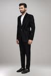 Arihant Rai Sinha_Black Polyester, Satin, Silk Geometric Panel Suit With Shirt And Pant _Online_at_Aza_Fashions