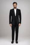 Buy_Arihant Rai Sinha_Black Polyester, Satin, Silk Geometric Panel Suit With Shirt And Pant _Online_at_Aza_Fashions