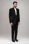 Shop_Arihant Rai Sinha_Black Polyester, Satin, Silk Geometric Panel Suit With Shirt And Pant _Online_at_Aza_Fashions