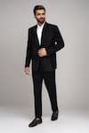 Arihant Rai Sinha_Black Polyester, Satin, Silk Geometric Panel Suit With Shirt And Pant _at_Aza_Fashions