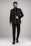 Buy_Arihant Rai Sinha_Black Knit Embroidery, Piping Pipe Work Bandhgala And Pant Set _at_Aza_Fashions