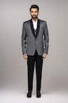 Arihant Rai Sinha_Gray Satin, Silk Textured Suit Set With Waistcoat And Pant _Online_at_Aza_Fashions