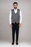 Buy_Arihant Rai Sinha_Gray Satin, Silk Textured Suit Set With Waistcoat And Pant _Online_at_Aza_Fashions