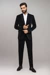 Buy_Arihant Rai Sinha_Black Velvet, Satin, Silk 3d Suit With Shirt And Terry Rayon Pant _Online_at_Aza_Fashions