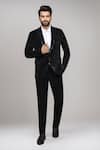 Buy_Arihant Rai Sinha_Black Velvet, Satin, Silk 3d Suit With Shirt And Terry Rayon Pant _at_Aza_Fashions