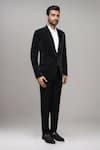 Arihant Rai Sinha_Black Velvet, Satin, Silk 3d Suit With Shirt And Terry Rayon Pant _at_Aza_Fashions