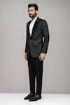 Buy_Arihant Rai Sinha_Black Velvet, Satin, Silk Applique Pattern Suit Set _Online_at_Aza_Fashions