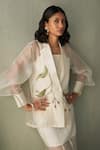 Buy Febo6 Off White Organza, Embroidery Eucalyptus Hand Blazer And Top Set Buy_Febo6_Off White Organza, Embroidery Eucalyptus Hand Blazer And Top Set