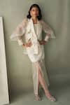 Buy Febo6 Off White Organza, Embroidery Eucalyptus Hand Blazer And Top Set at Aza Fashions Buy_Febo6_Off White Organza, Embroidery Eucalyptus Hand Blazer And Top Set _at_Aza_Fashions