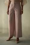 Febo6_Pink Silk Sorbet Checkered Trouser _Online_at_Aza_Fashions