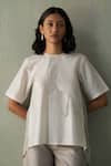 Buy_Febo6_Off White Silk Embroidery Round , Keyhole Leaf And Twig Top _at_Aza_Fashions