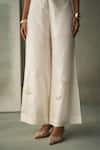 Buy_Febo6_Off White Silk Applique, Sequins, Metallic Thread, Foliage Poppies Trouser _Online_at_Aza_Fashions