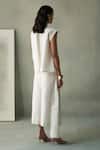 Febo6_Off White Chanderi Embroidery Round Neck Abstract Line Top And Culottes Set _at_Aza_Fashions