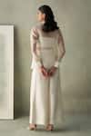 Febo6_Off White Organza, Embroidery Tranquilfrench Knot Shirt And Trouser Set _Online_at_Aza_Fashions