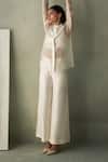 Shop_Febo6_Off White Organza, Embroidery Tranquilfrench Knot Shirt And Trouser Set _Online_at_Aza_Fashions