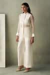 Buy_Febo6_Off White Organza, Embroidery Tranquilfrench Knot Shirt And Trouser Set 