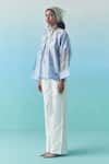 Shop_Febo6_Sky Blue Silk Embroidery, Sequins Round Neck Poppy Motif Thread Blouse _Online_at_Aza_Fashions
