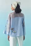 Febo6_Sky Blue Silk Embroidery, Sequins Round Neck Poppy Motif Thread Blouse _at_Aza_Fashions
