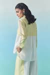 Buy_Febo6_Yellow Silk Embroidery, Applique Kantha Stitch Color Block Top And Culottes Set _Online_at_Aza_Fashions