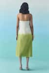 Febo6_Off White Chanderi Silk Fabric Flowers, Embroidery Ombre Strapless Midi Dress _Online_at_Aza_Fashions