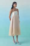 Buy_Febo6_Off White Silk Organza Embroidery Ombre Poppy Hand Embellished Midi Dress _Online_at_Aza_Fashions