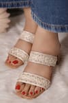 Buy_Sole Mates by Palak_White Embroidery, Pearls Grace Floral And Embellished Heels _at_Aza_Fashions