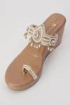 Sole Mates by Palak_Beige Stones, Pearls, Crystals Gulabri Embellished Wedges _Online_at_Aza_Fashions