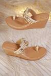 Shop_Sole Mates by Palak_Beige Stones, Pearls, Crystals Gulabri Embellished Wedges _Online_at_Aza_Fashions