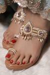 Buy_Sole Mates by Palak_Beige Stones, Pearls, Crystals Gulabri Embellished Wedges _at_Aza_Fashions