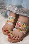 Buy_Sole Mates by Palak_Multi Color Embroidery, Pearls, Mirrors, Tassels, Sequins Gypsey Wedges _at_Aza_Fashions