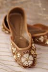 Buy_Sole Mates by Palak_Brown Mocha Floral Embroidered Sequin And Pearl Jutti 