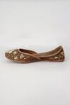 Shop_Sole Mates by Palak_Brown Mocha Floral Embroidered Sequin And Pearl Jutti 
