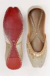 Sole Mates by Palak_Gold Sitara Embellished Raw Silk Juttis _Online_at_Aza_Fashions
