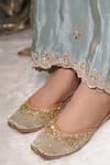 Buy_Sole Mates by Palak_Gold Sitara Embellished Raw Silk Juttis _at_Aza_Fashions