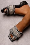 Buy_Sole Mates by Palak_Black Crystals, Pearls, Fringe Boho Chic Flats _at_Aza_Fashions