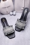 Sole Mates by Palak_Black Crystals, Pearls, Fringe Boho Chic Flats _at_Aza_Fashions