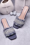 Sole Mates by Palak_Blue Pearls, Crystals, Fringe, Embroidery Boho Chic Embellished Tasselled Flats _at_Aza_Fashions