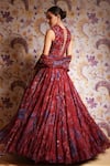 Shop_Mahima Mahajan_Red Silk Organza Sequins, Beads, Embroidery V-neck, Zohra Floral Lehenga Set _at_Aza_Fashions