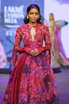Buy_Mahima Mahajan_Red Silk Organza Sequins, Beads, Stones, Barkha Floral Anarkali And Dupatta Set _Online_at_Aza_Fashions