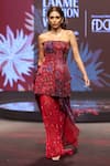 Buy_Mahima Mahajan_Red Silk Organza Sequins, Embroidery Bandeau Nazma Tunic And Draped Skirt Set _Online_at_Aza_Fashions