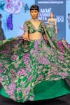Shop_Mahima Mahajan_Green Silk Organza Sequins, Embroidery, Zari V-neck Zahida Floral Lehenga Set _Online_at_Aza_Fashions