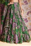 Mahima Mahajan_Green Silk Organza Sequins, Embroidery, Zari V-neck Zahida Floral Lehenga Set _at_Aza_Fashions