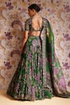 Shop_Mahima Mahajan_Green Silk Organza Sequins, Embroidery, Zari V-neck Zahida Floral Lehenga Set _at_Aza_Fashions