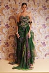 Mahima Mahajan Green Silk Organza Beads, Sequins, Embroidery Kayra Corset And Draped Skirt Set Online at Aza Fashions Mahima Mahajan_Green Silk Organza Beads, Sequins, Embroidery Kayra Corset And Draped Skirt Set _Online_at_Aza_Fashions