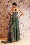 Shop Mahima Mahajan Green Silk Organza Beads, Sequins, Embroidery Kayra Corset And Draped Skirt Set at Aza Fashions Shop_Mahima Mahajan_Green Silk Organza Beads, Sequins, Embroidery Kayra Corset And Draped Skirt Set _at_Aza_Fashions