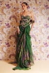 Mahima Mahajan Green Silk Organza Beads, Sequins, Embroidery Kayra Corset And Draped Skirt Set at Aza Fashions Mahima Mahajan_Green Silk Organza Beads, Sequins, Embroidery Kayra Corset And Draped Skirt Set _at_Aza_Fashions