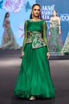 Mahima Mahajan_Green Silk Organza Embroidery, Sequins Round Zerina Anarkali With Corset Belt _Online_at_Aza_Fashions